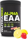 NutraBio Alpha EAA - Acides aminés toute la journée pour la croissance et l'hydratation musculaires - Acides aminés essentiels avec nootropiques et adaptogènes- Plein spectre EAA BCAA Poudre - 30 portions - Citron fraisier