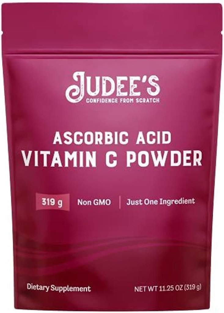 Judee's Gluten Free Vitamin C Powder - 11.25 Oz Pouch - Non-GMO, Gluten-Free & Nut-Free Powdered Ascorbic Acid for Immune Support, Canning & Hair Powder