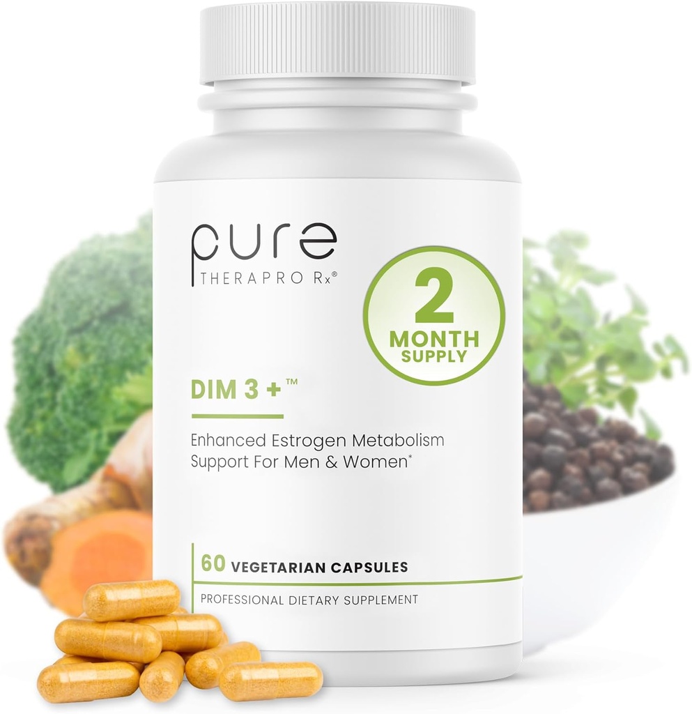 Pure Therapro Rx DIM DIM, Curcumin et BioPerine, soutient le métabolisme des estrogènes sains chez les hommes et les femmes, l'antioxydant et le soutien à la désintoxication, grade pharmaceutique