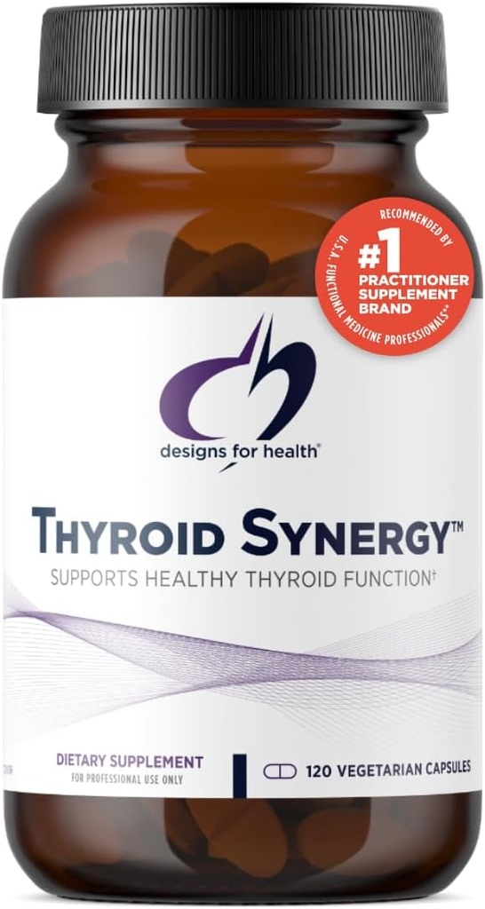 Designs for Health Thyroid Synergy - Thyroid Support Supplement with Iodine, American Ginseng, Selenium, Zinc + Manganese - Vegan Thyroid Vitamins, Gluten Free (120 Capsules)
