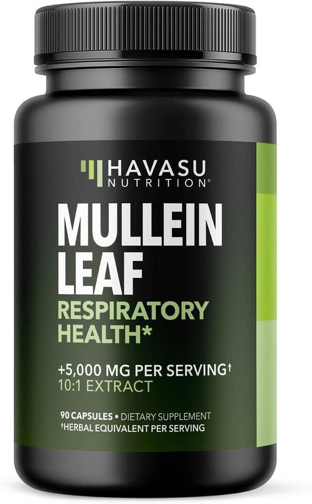 Mullein Leaf Capsules for Respiratory Health - 5000mg Extract 10:1 for Lung Support and Immune Function - 90 Count - Vegan, Non-GMO Capsules - Herbal Supplement for Daily Wellness - 3 Month Supply