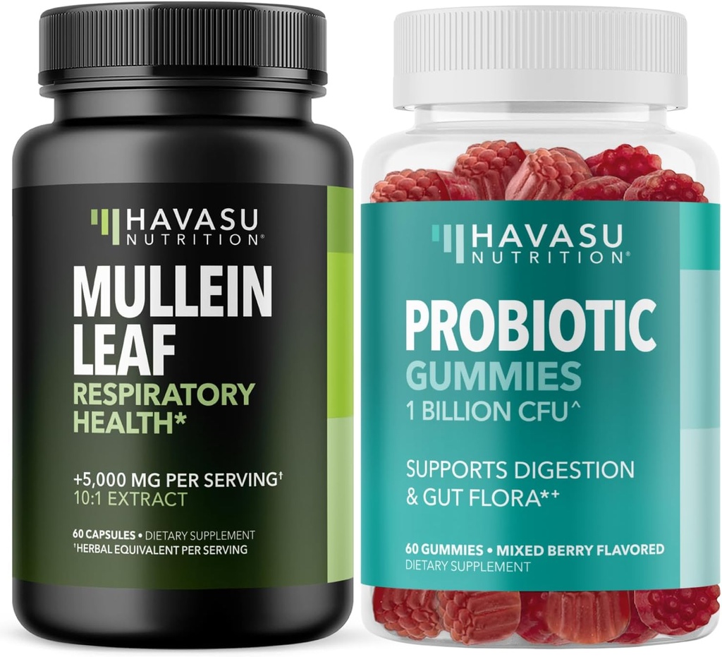 HAVASU NUTRITION Mullein Leaf Capsules + Gommies probiotiques Wellness Bundle