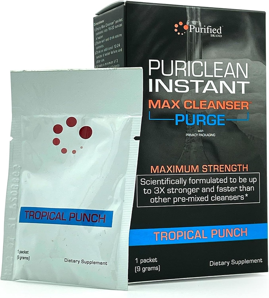 Wellgenix Puriglean Purge instantané Max Cleanser - Poudre nettoyante pour détox - punch aux fruits - 9 grammes de poudre nettoyante pour détox