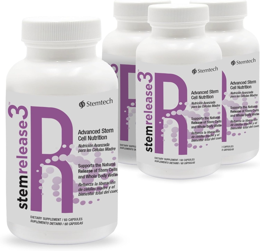 Quadruple Wellness Boost: stemrelease3™ 4-Pack - Unlock Your Body's Potential for Natural Renewal and Youthful Vitality, Exclusive Blend for Telomere Health