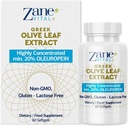 Zane Grec Olive Leaf Extract - min. 20% Oleuropein - Fournit un soutien immunitaire et une pression artérielle saine, favorise la santé du système cardiovasculaire - 60 Capsules Non-OGM, Gluten - Lactose – Sans paraben