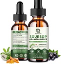 Soursop Graviola gouttes d'extrait de feuille pour le soutien cellulaire, antioxydant, foie, soutien digestif, Vegan Sourop gouttes, essence à base de plantes, sans sucre/sans gluten, saveur naturelle - 2 fl oz
