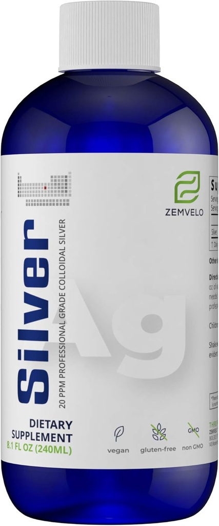 Liquid Ionic Silver Supplément de réponse inflammatoire naturelle Support de la peau, cheveux et ongles sains