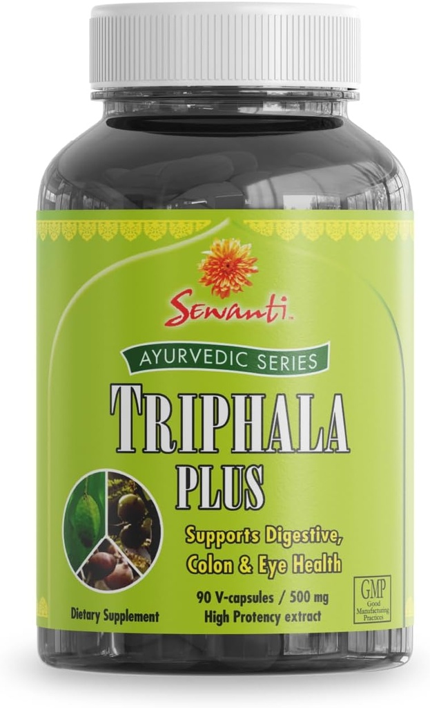 Sewanti Ayurvedic Triphala Capsules - Formule à base de plantes pour la santé digestive - Amla, Bibhitaki, Haritaki - 90 V-Capsules/ 500mg