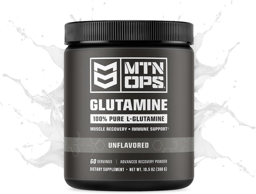 MTN OPS L-Glutamine poudre 60 portions / 300g de 100% L-Glutamine pure pour la récupération musculaire, non aromatisé + 5g par portion