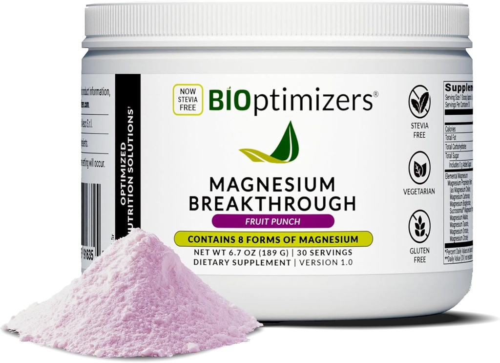 BIOptimizers Magnésium breakthrough Drink - 8 formes de magnésium, électrolytes, santé du sommeil, stress, rétablissement musculaire, soutien cardiaque