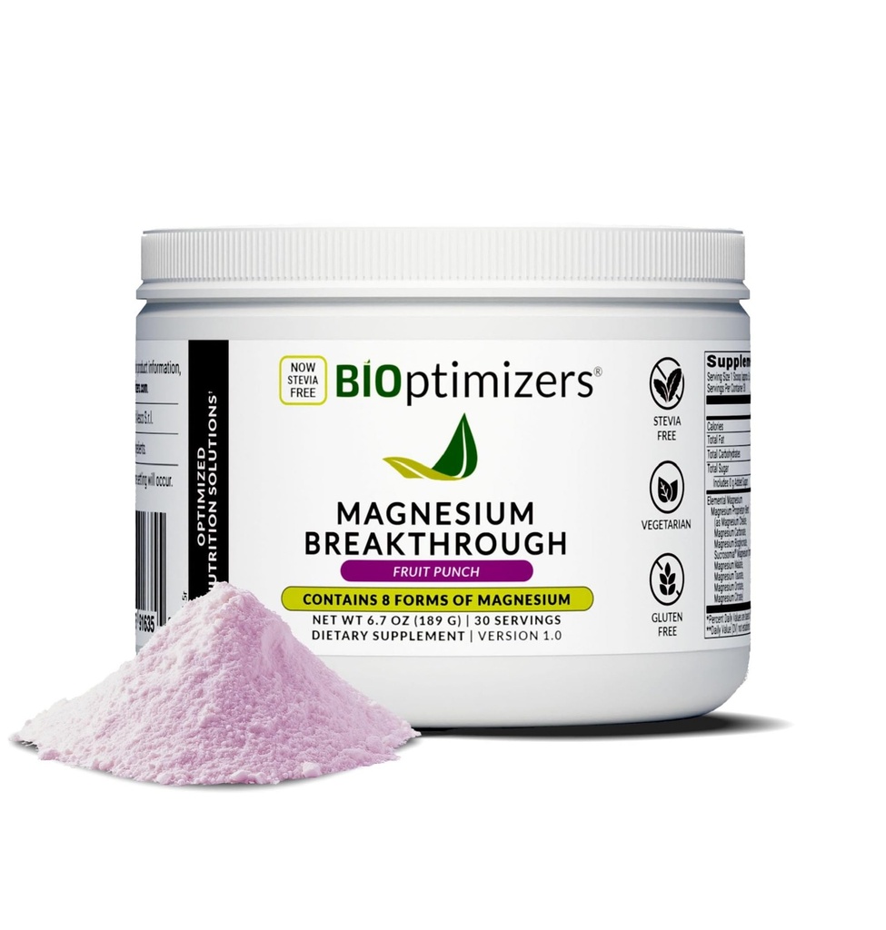BIOptimizers Magnésium breakthrough Drink - 8 formes de magnésium, électrolytes, santé du sommeil, stress, rétablissement musculaire, soutien cardiaque