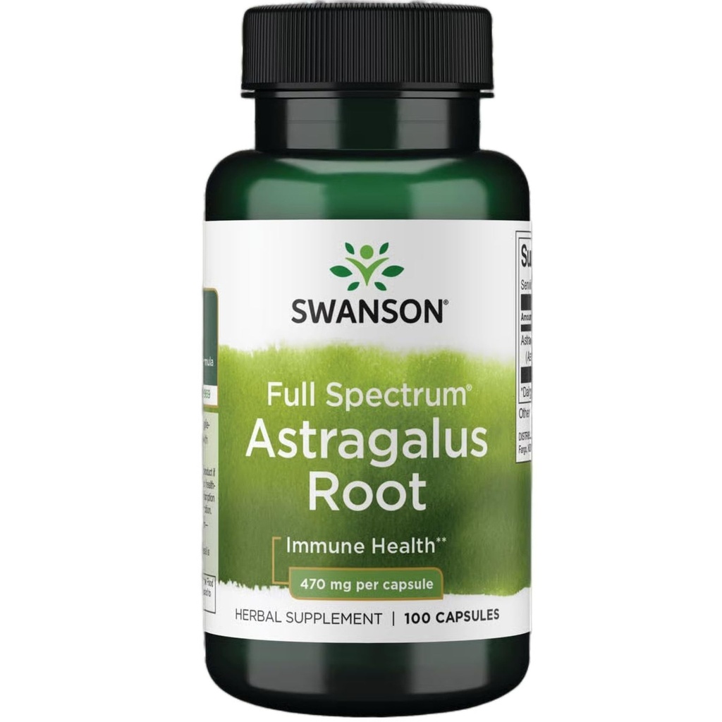 Swanson Astragalus Racine - Supplément à base de plantes Promouvoir le système immunitaire Support - Formule naturelle pour soutenir la santé du coeur et du foie - (100 capsules, 470mg chacune)