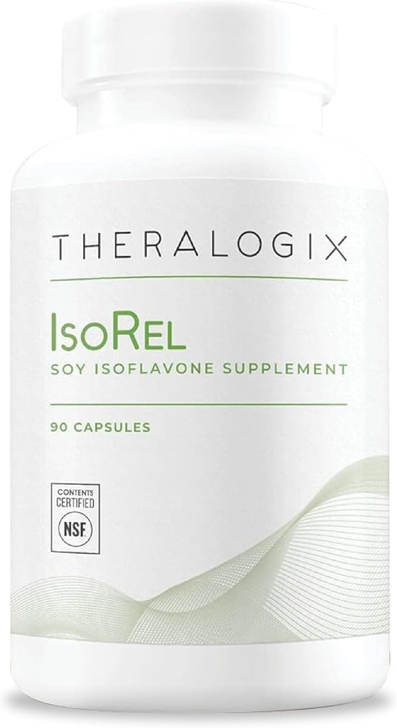 Theralogix IsoRel Supplément d'extrait de soja entier - 90 jours d'approvisionnement - Soutien à la ménopause pour aider les flashs chauds - Soutien à la santé de la prostate pour les hommes - Certifié NSF - 90 capsules