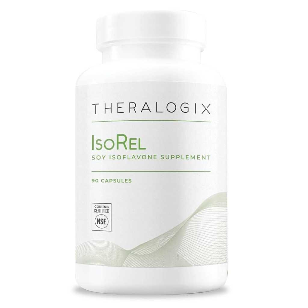Theralogix IsoRel Supplément d'extrait de soja entier - 90 jours d'approvisionnement - Soutien à la ménopause pour aider les flashs chauds - Soutien à la santé de la prostate pour les hommes - Certifié NSF - 90 capsules