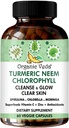 Bio Veda Neem Turmeric Chlorophylle, Glowing Clear Peau, Supplément Acné, Gut Health & Total Body Cleanse - Verts Antioxydants, Spiruline, Chlorella, Moringa, Vitamine C & Zinc - 60 Capsules