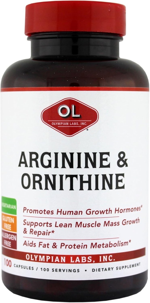 Laboratoires olympiques Arginine, 500mg & Ornithine, 250mg