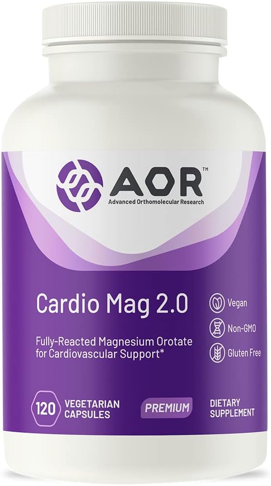 AOR, Cardio Mag 2.0, soutient un coeur sain, la fonction musculaire et l'énergie, supplément de magnésium, 30 portions (120 capsules)