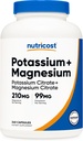 Nutricost Potassium (99 mg) Magnésium (210 mg) Citrates, 240 Capsules - Non-OGM, sans gluten