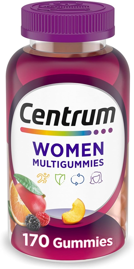 Centrum MultiGummies Multivitamine Gummy pour les femmes, Supplément multivitamine/multiminéral avec vitamine D3, B Vitamines et antioxydants, Arôme de fruits assortis - 170 Compte