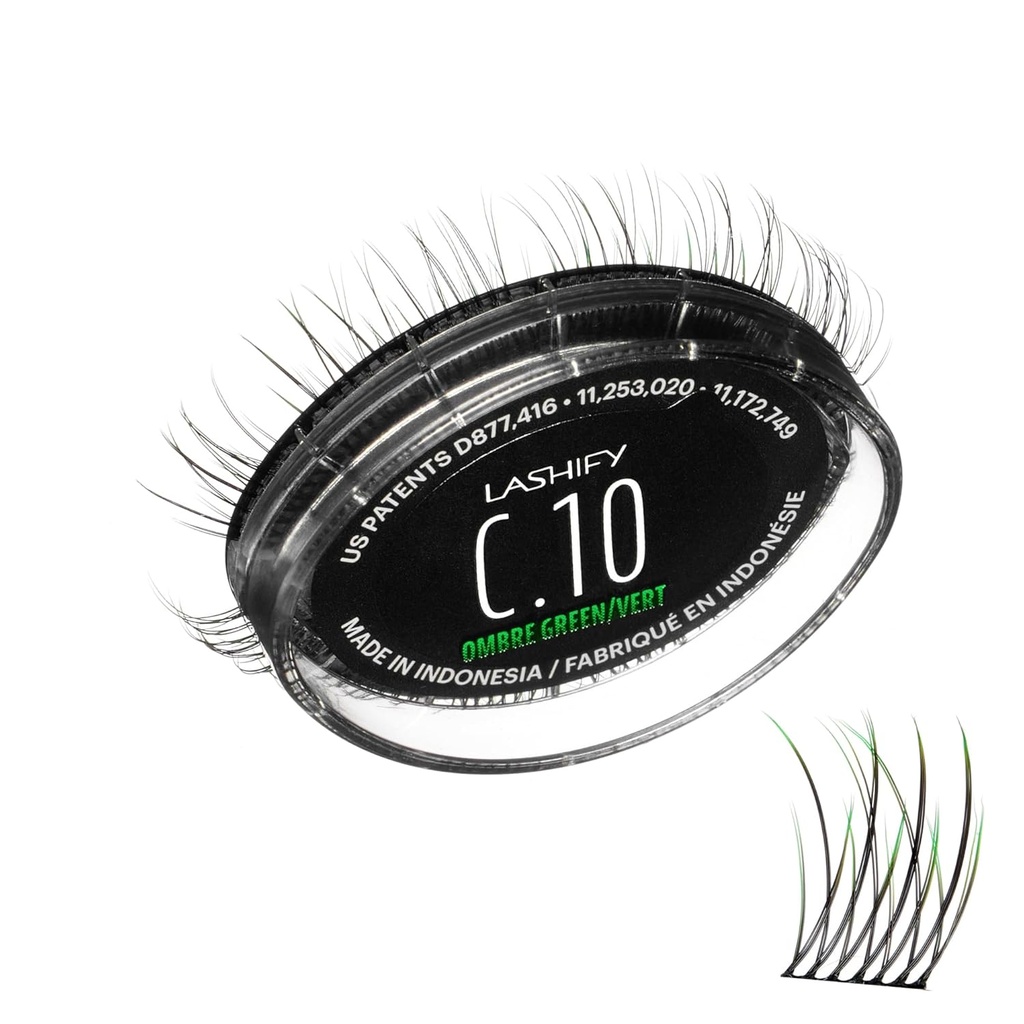Lashify Curl 10mm Gossamer Extensions de cils Renouveler en Vert Ombre, facile bricolage faux cils pour un look naturel