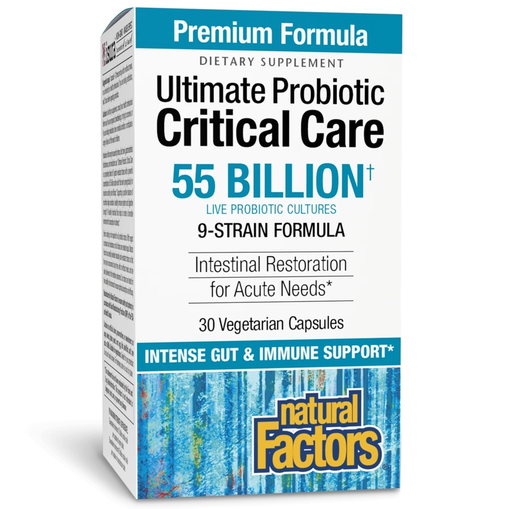 Facteurs naturels Ultime probiotique soins critiques, soutient la restauration intestinale, 9 souches, 55 milliards UFC