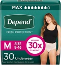 Depend Fresh Protection Couches pour adultes, Incontinence & Postpartum Bladder Sous-vêtements pour femmes, jetable, maximum, moyen, Blush, 30 Compte, Emballage May Vary
