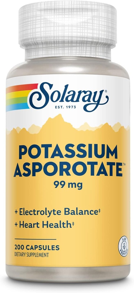 Supplément d'asporotate de potassium Solaray, 99 mg