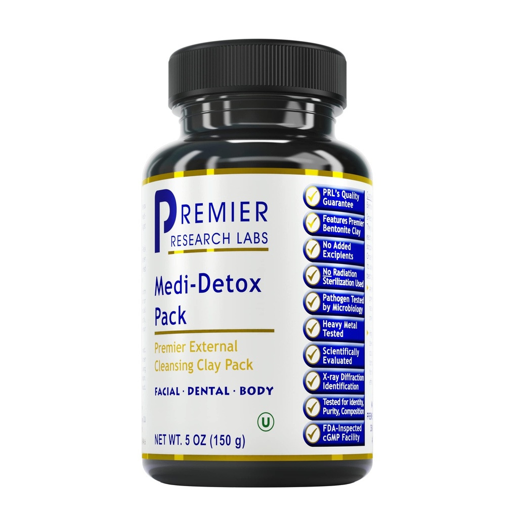 Premier Research Labs Medi-Dental Pack - Detoxifying Volcanic Clay - Dental & Body Cleansing - With Calcium Smectites Silica & Mineral Oxides - 5 oz