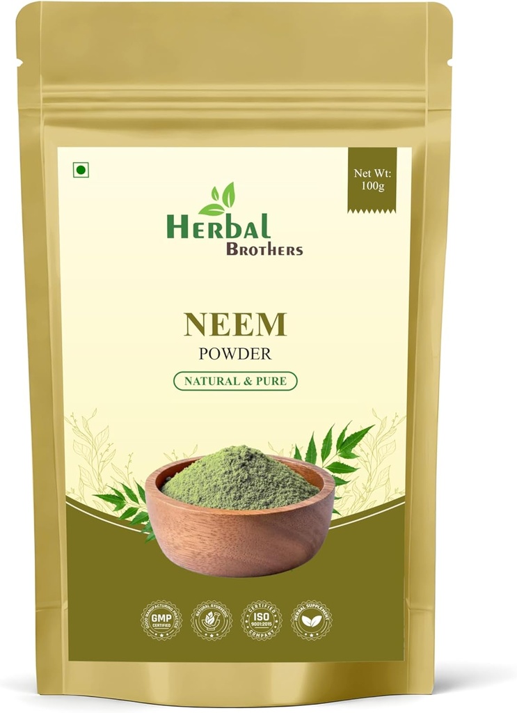Poudre de Neem bio Pure & soin naturel de la peau, soins capillaires et détox Supplément à base de plantes ayurvédiques 100 gm, boîte de 1