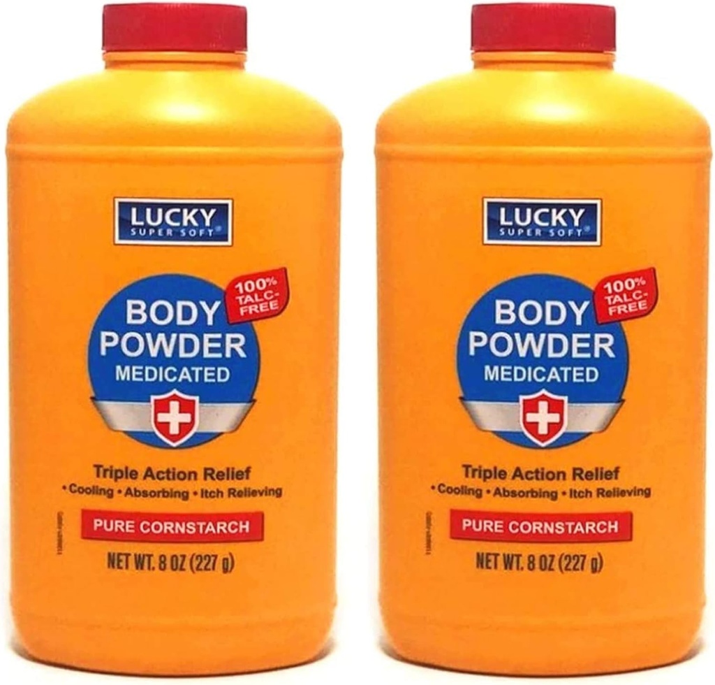 2 pc Poudre corporelle Médiée 8 oz. Triple Action Relief 100% Talc-Free.