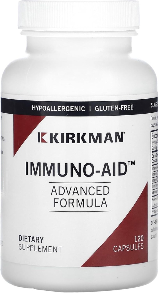 Kirkman - Immuno-Aid Formule avancée - 120 Capsules - Support immunitaire - Potent Proprietary Blend - Hypoallergénique