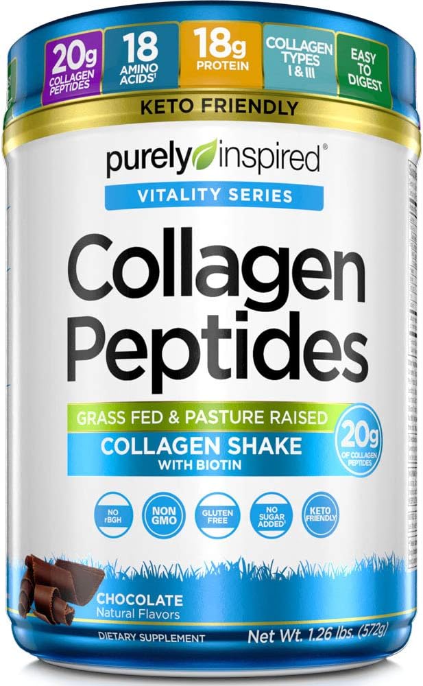 Poudre de peptides de collagène purement inspirés Compléments de protéines de collagène pour les femmes et les hommes avec biotine.