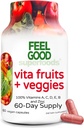 FeelGood Superfoods Vita Fruits and Veggies Capsules - 25 Superfood Ingredients, Fruit and Vegetable Multivitamin, 60 Count - For men and women - Vitamins A, C, D, E, B and Zinc