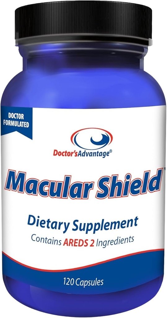 Avantage Bouclier maculaire Vitamines oculaires 120 Capsules Lutéine et Zeaxanthin Suppléments avec AREDS 2® Ingrédients pour le support de dégénérescence maculaire