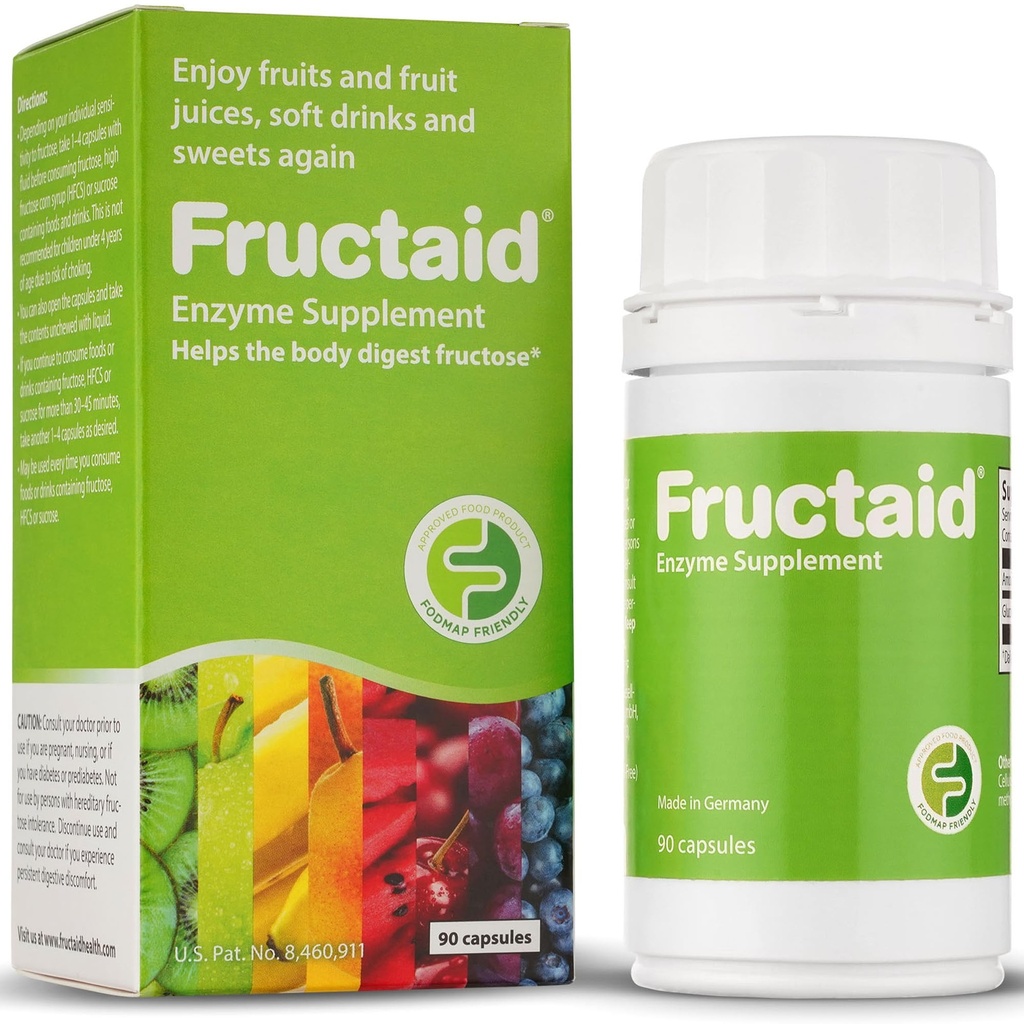 Supplément enzymatique - 90 capsules, afin que vous puissiez profiter des fruits, jus de fruits, boissons douces, et des sucreries à nouveau, supplément alimentaire, sans gluten, sans lactose