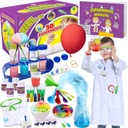 UNGLINGA 30 Expériences Kit de science pour les enfants avec manteau de labo, Set de chimie Jouets STEM Cadeaux d'anniversaire pour les garçons filles, Costume scientifique Outils de jeu de rôle Educational Learning Set