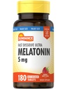 Sundance Melatonin 5mg Comprimés (comprimés) 180 Nombre de végétariens (désolation rapide) Flaveur de baies naturelles (végétarien, sans OGM et sans gluten)