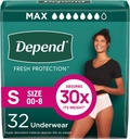 Depend Fresh Protection Couches adultes, Incontinence & Postpartum Bladder Sous-vêtements pour femmes, jetable, maximum, petite, Blush, 32 Compte, Emballage Mai Varier