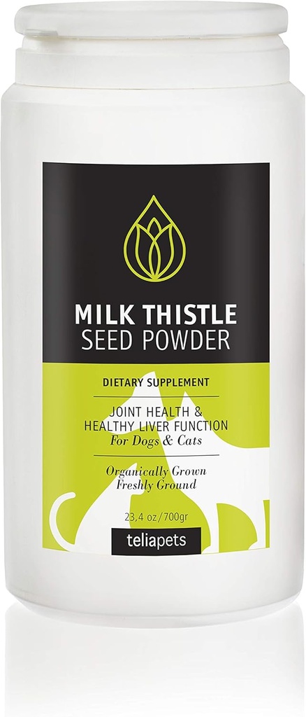 Teliapets Lait Thistle poudre de graines, à base de plantes et efficace, naturel, idéal pour protéger la santé du foie et du rein, contre les allergies, détoxifiant, antioxydant - pour chiens et chats 23.4oz /700 gr