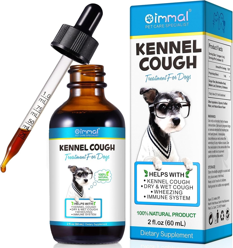 Kennel Traitement de la toux pour chiens, chien Kennel Cough Relief Drops Saisonnier Altergy Relief Démangeaison Supplément à base de plantes- 60ml/2fl.oz