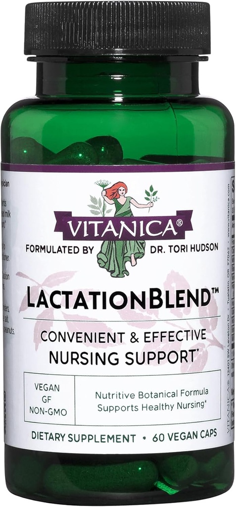 Vitanica AllaitementBlend, supplément d'allaitement pour l'augmentation de l'approvisionnement en lait maternel et le flux de soutien biologique de l'allaitement, avec fenouil, chardon de lait, fenugrec et plus, non-OGM, végétalien, 60 capsules