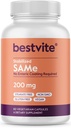 BESTVITE SAM-e 200mg Stabilisé (60 gélules végétariennes) - Forme de gélule facile à avaler - Pas de manteau entérique nécessaire - Pas de dioxyde de titane - Pas de stéarate - Vegan - Non OGM - Sans gluten