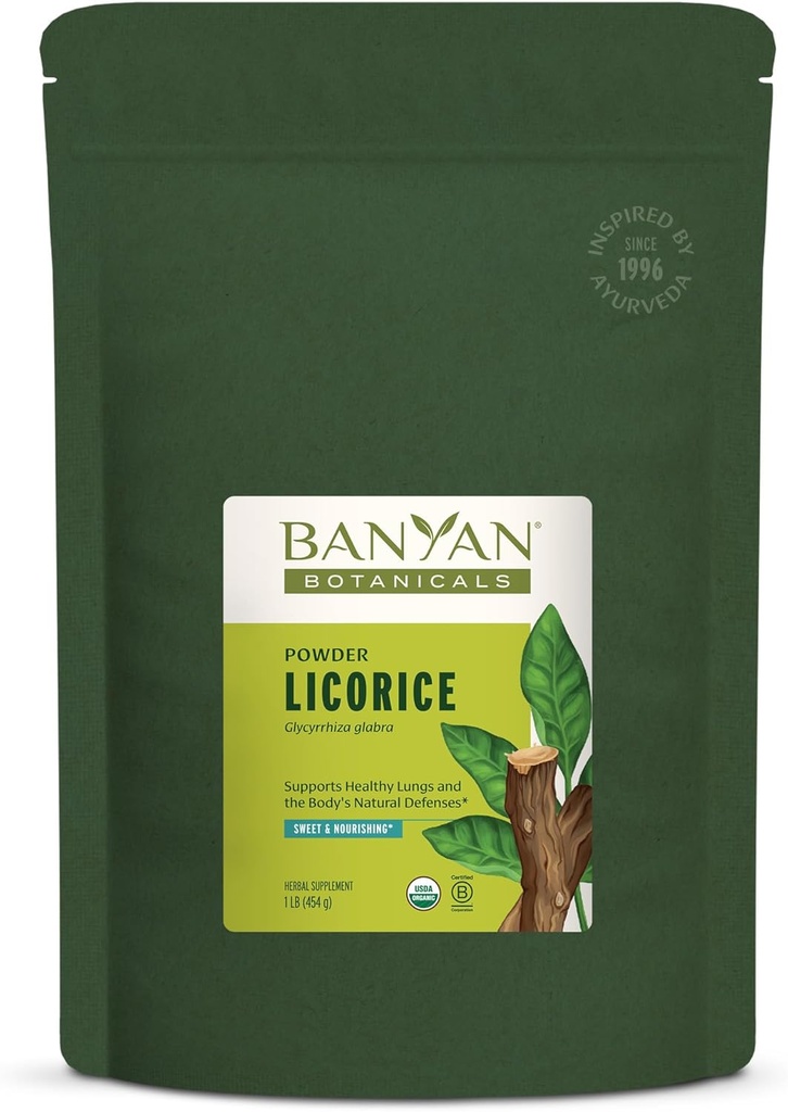 Banyan Botanicals Licorice Powder – Organic Licorice Root Powder (Glycyrrhiza Glabra) – for Supporting Healthy Digestion and Respiratory System Function* – 1 lb. – Non-GMO Sustainably Sourced Vegan