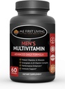 Ma première multivitamine/multiminérale quotidienne pour hommes vivants avec des vitamines A, C, E, D, B1, B2, B3, B5, B6, B12, Magnésium, Biotine, Spiruline, Zinc et plus - 60 multivitamines
