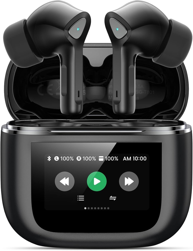 Ecouteurs sans fil Bluetooth 5.3 Casques 50H Playtime Deep Bass Stereo Ear Buds with Mic IPX7 Waterproof Comfort Lightweight in Ear Earphones for Pad Android/iOS Phones Cadeaux pour femmes Hommes