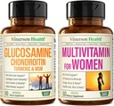 Glucosamine Chondroïtine Turmeric + Multivitamine pour les femmes 2-Bottle Supplément Bundle pour elle.