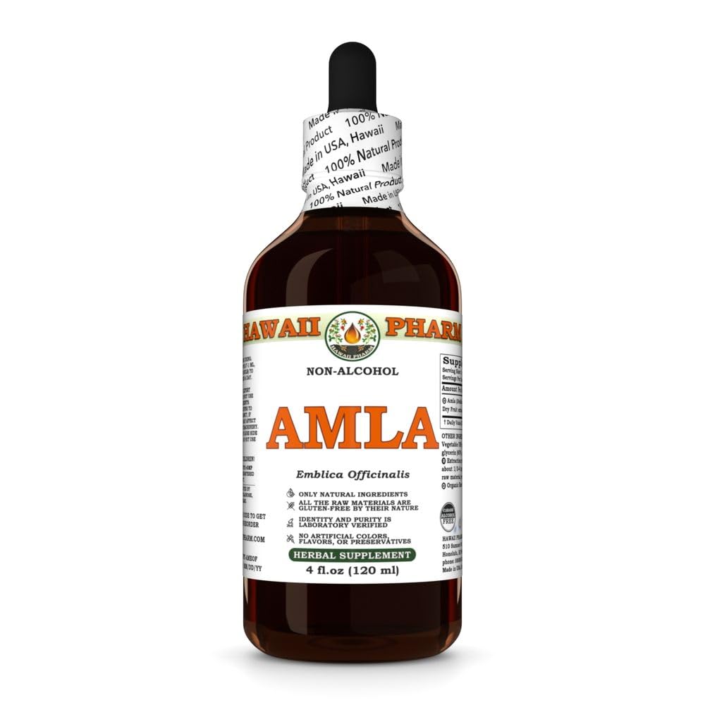 Amla Extrait sans alcool, Glycérite pour le cœur et le soutien immunitaire, favorise l'équilibre lipidique, soutient le bien-être du foie, encourage le flux sanguin normal, rajeunissement naturel - 4 fl.oz