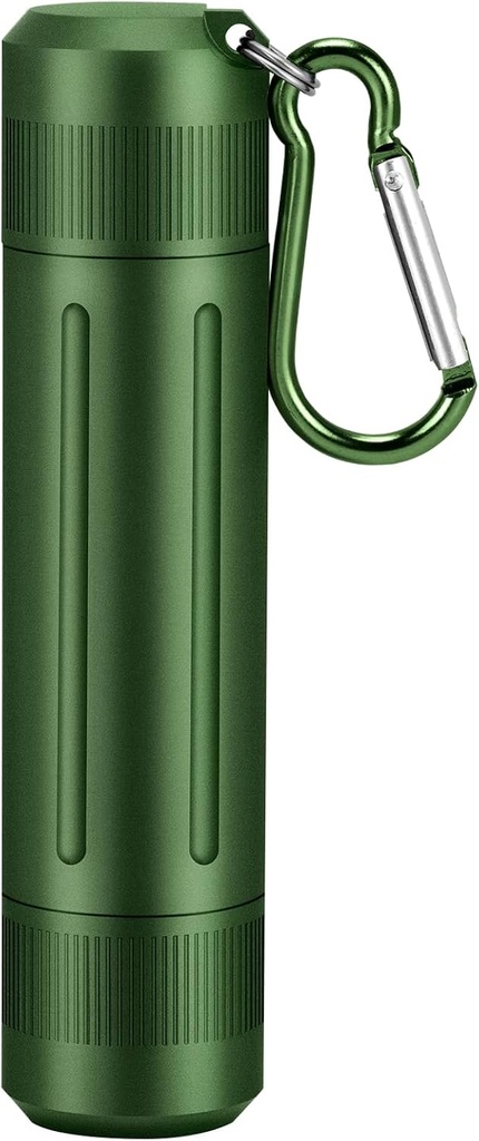 Portable Pill Container Waterproof Rugged Travel Pill Case avec porte-clés en aluminium Vitamine & Support de supplément pour usage quotidien, aventures en plein air - Vert