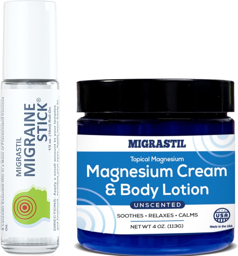 Migrastil Migraine Stick® and Topical Magnesium Cream & Body Lotion Bundle