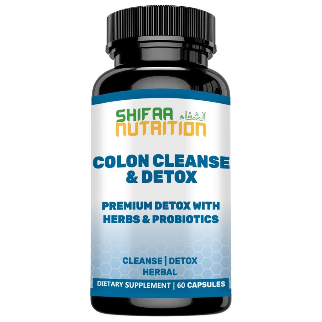 SHIFAA NUTRIITION Premium Colon Cleanse & Herbal Detox Pills 2x15 jours d'approvisionnement avec probiotiques, graines de fenouil, Cascara Sagrada & Ginger Root Vitamines halales